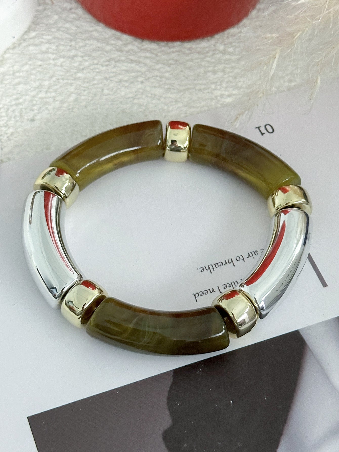 Bracciale Vintage Geometrico Acrilico a Goccia di Olio con Gradiente