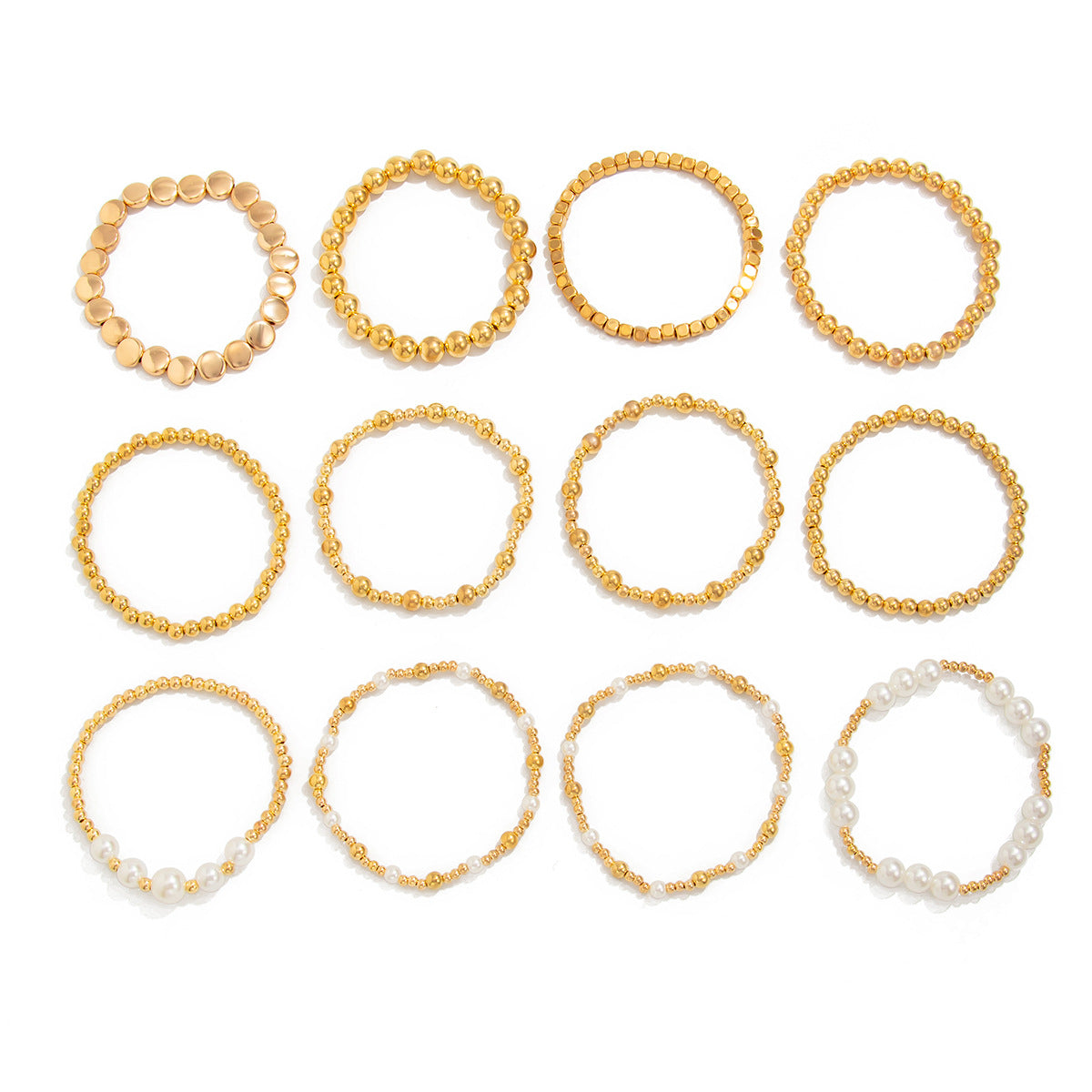 Minimalist Geometric Acrylic Beaded Stretch Bracelet Set with Cross Charm for Women