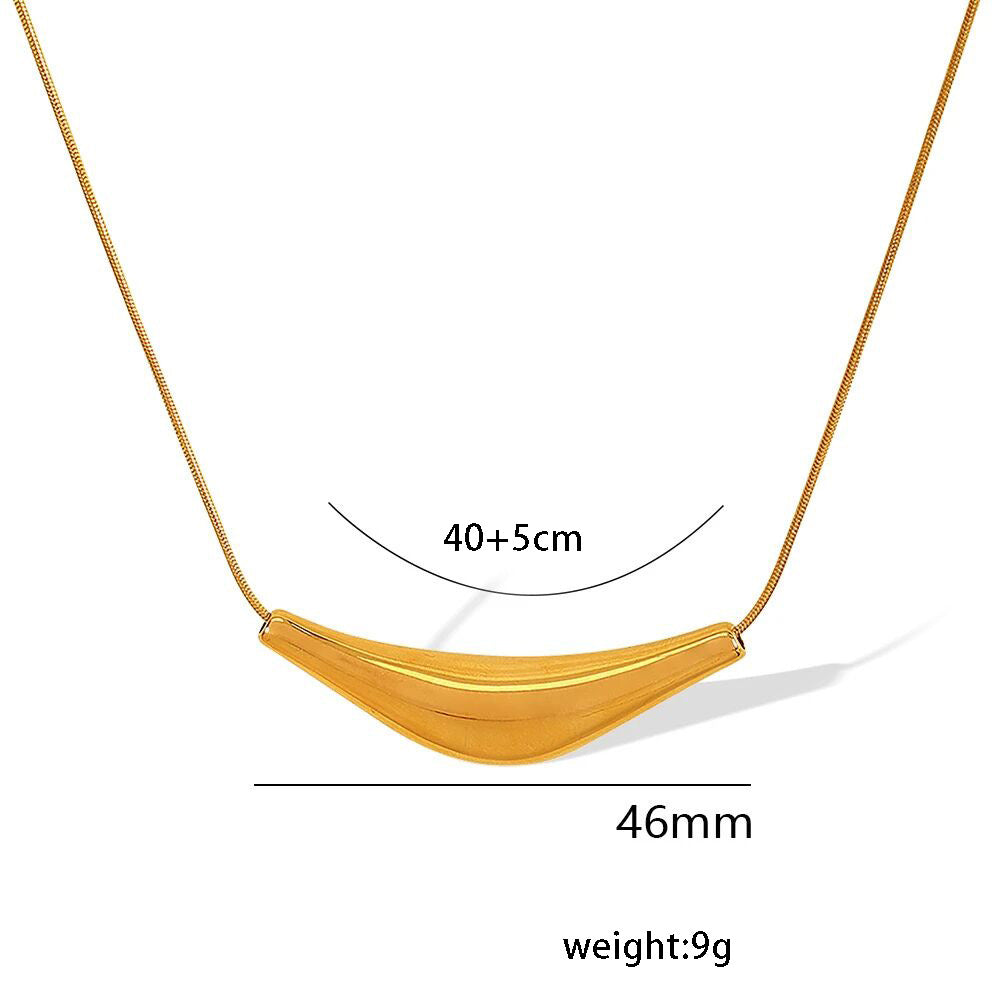 Collana con pendente a forma di arco geometrico minimalista da donna in acciaio inossidabile con finitura placcata