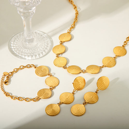 Gargantilla de Acero Inoxidable con Círculo Geométrico Estilo Ins de Moda para Mujer, Chapada en Oro de 18K con Cadena Cruzada