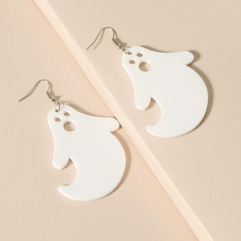 Orecchini asimmetrici in acrilico per Halloween con lettere glitterate, motivi di zucca, fantasma, teschio, scheletro e ragno