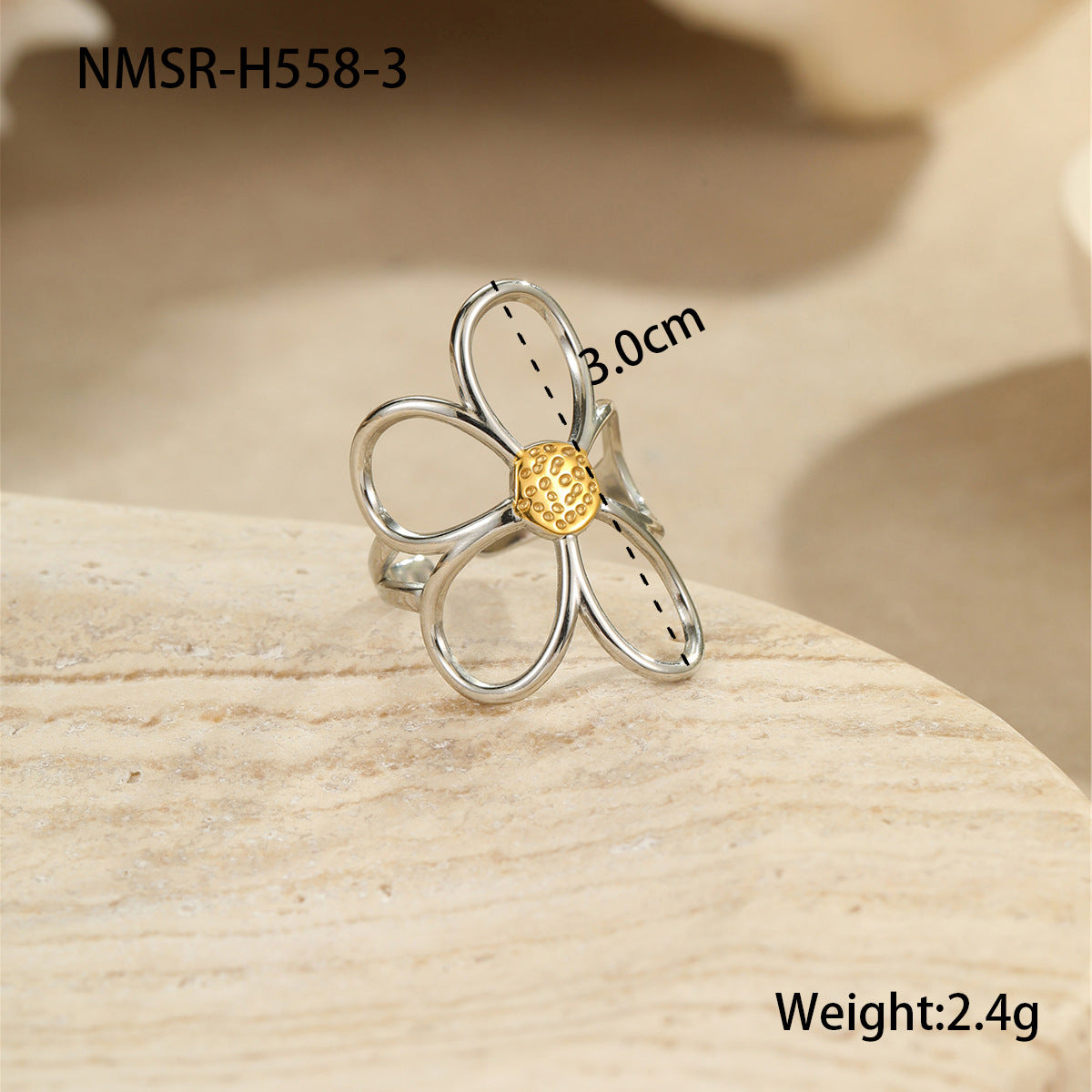 Luxury Vintage Style Hollow Flower Titanium Steel Ring and Stainless Steel Earrings for Women