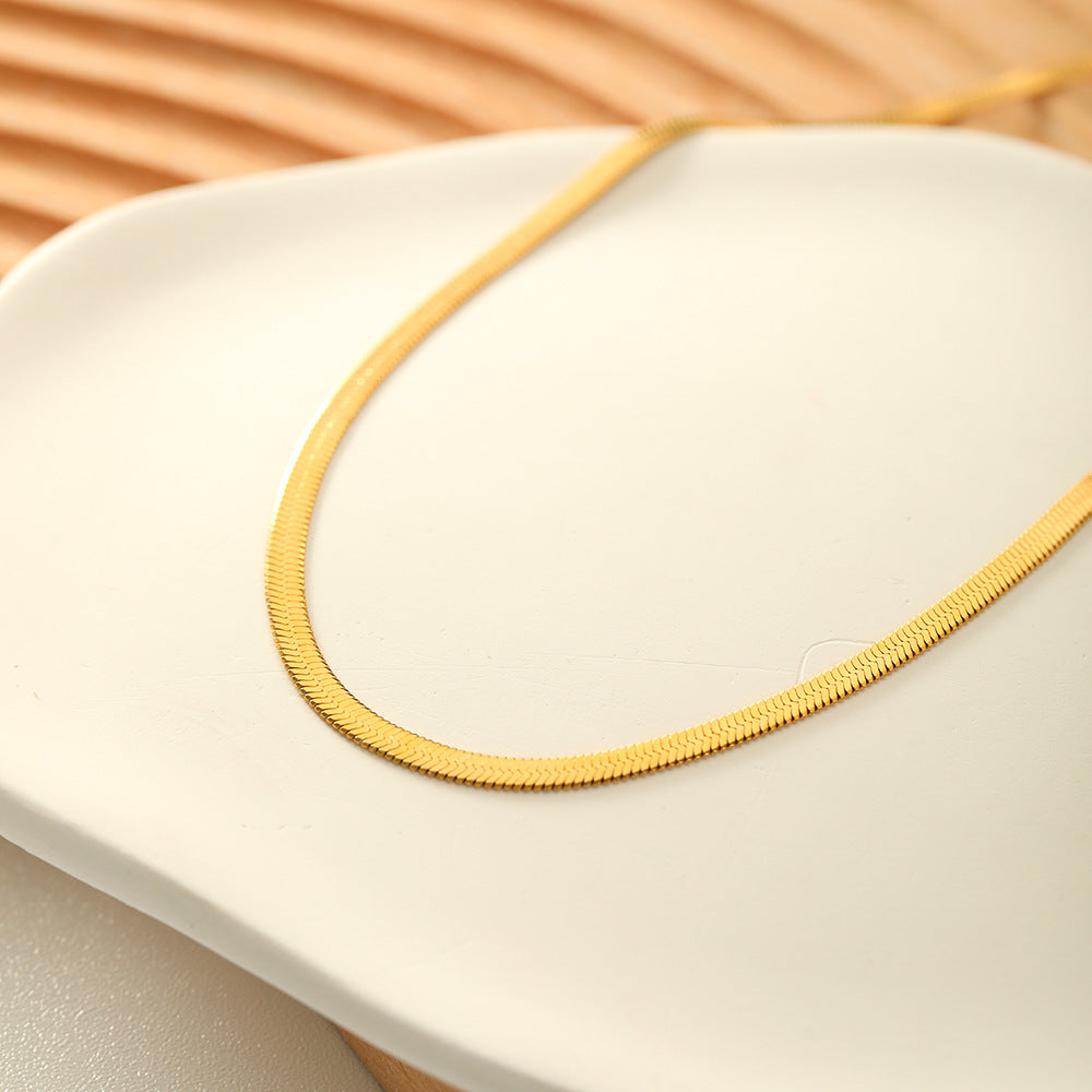 Collana a Catena a Serpente Geometrica Minimalista in Acciaio Inossidabile da Donna con Placcatura Sottovuoto in Oro 18K