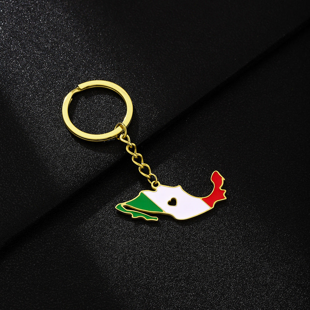 Llavero Vintage Mexicano de Esmalte, Colgante, Accesorio de Acero de Titanio para Hombres y Mujeres