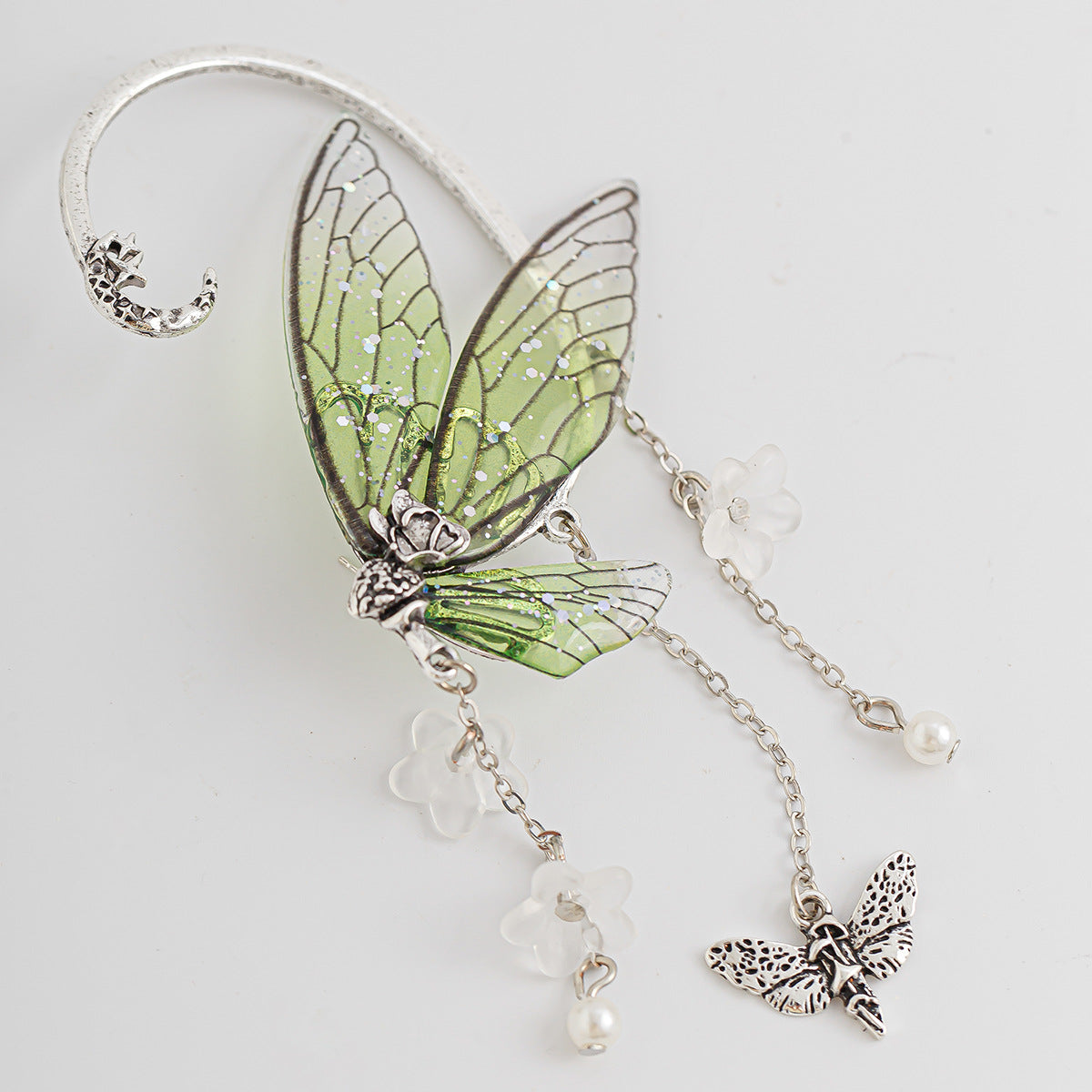 Plated Alloy Butterfly Wing Ear Cuff with Tassel