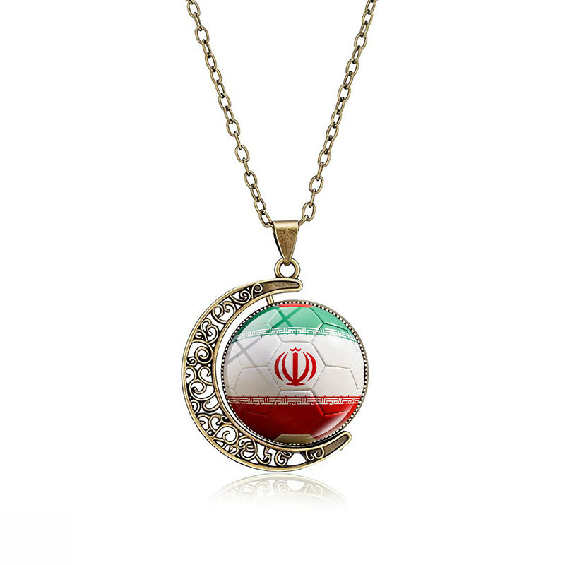 Collana Pendente Luna Placcata in Lega Casual con Ciondolo Rotante Geometrico in Cristallo, Catena a Cavo Unisex