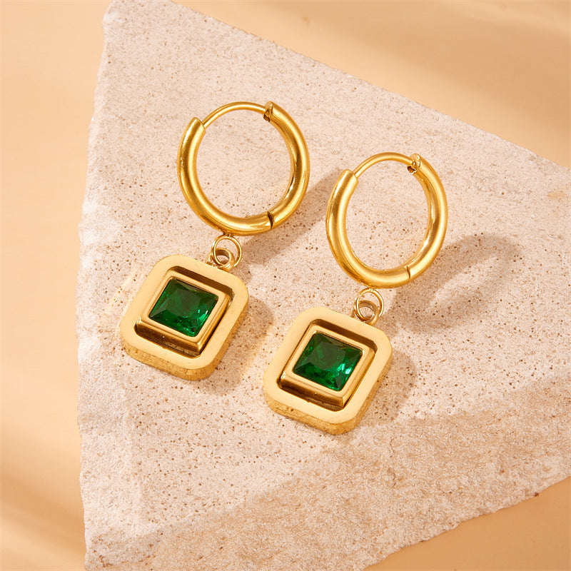 Orecchini Quadrati Geometrici in Acciaio Inossidabile Stile Vintage da Ufficio