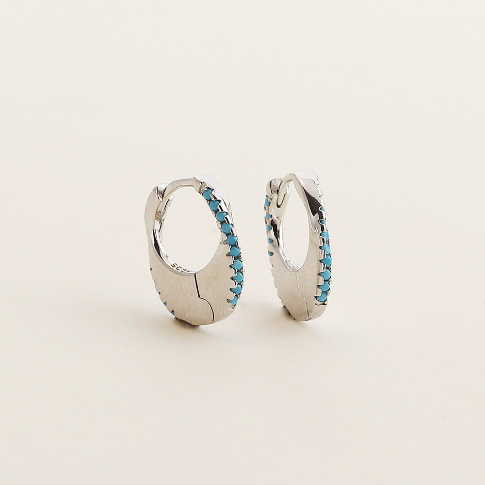 Minimalista geométrica S925 plata esterlina brazaletes de oreja con incrustaciones de diamantes de imitación para mujer