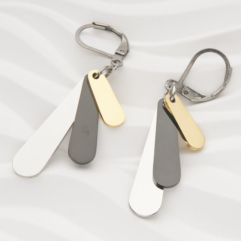 Minimalist Geometric Stainless Steel Dangle Earrings for Women with Precision Crafted Finish
