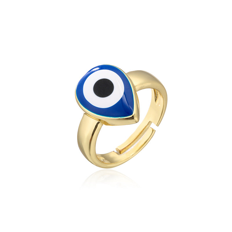 Teardrop Geometric Drip Oil Gold Plated Brass Ring for Women