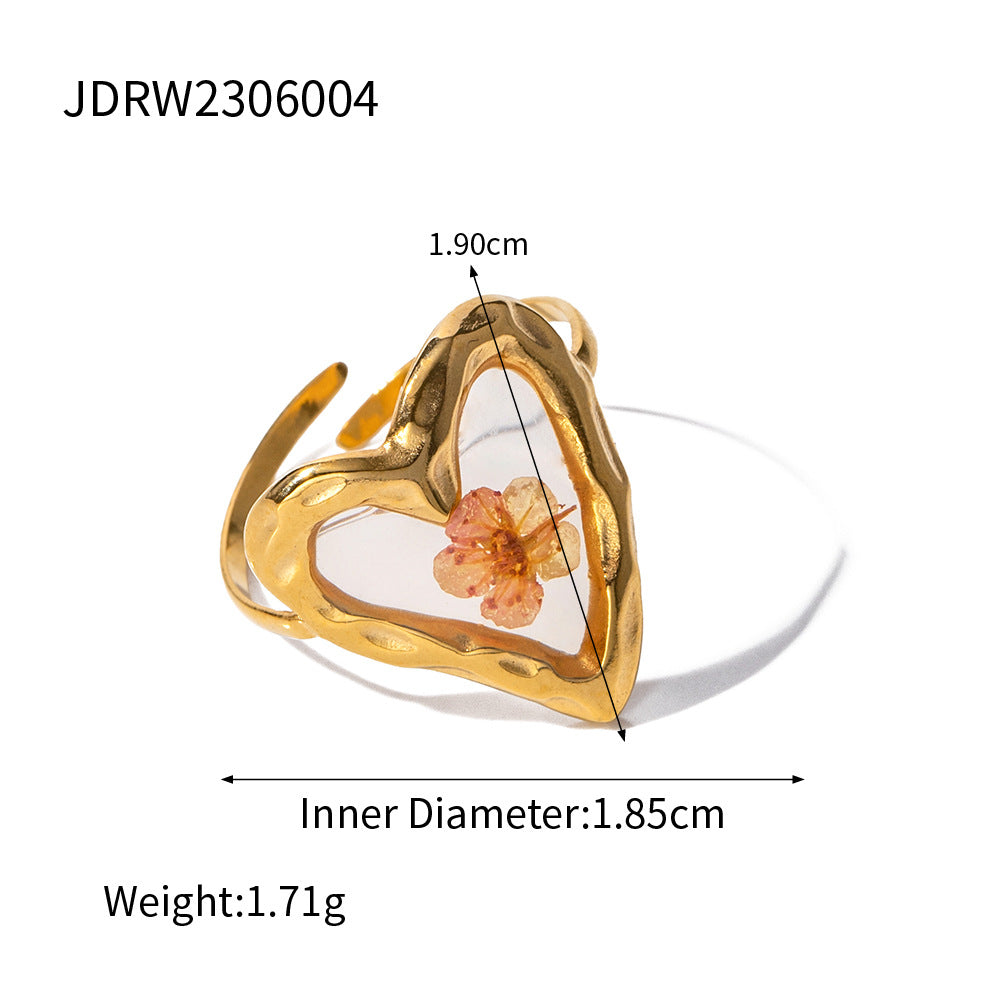 Anello Fiore Eterno Geometrico in Acciaio al Titanio con Finitura Galvanica per Donna, Accessorio Moda Minimalista di Lusso