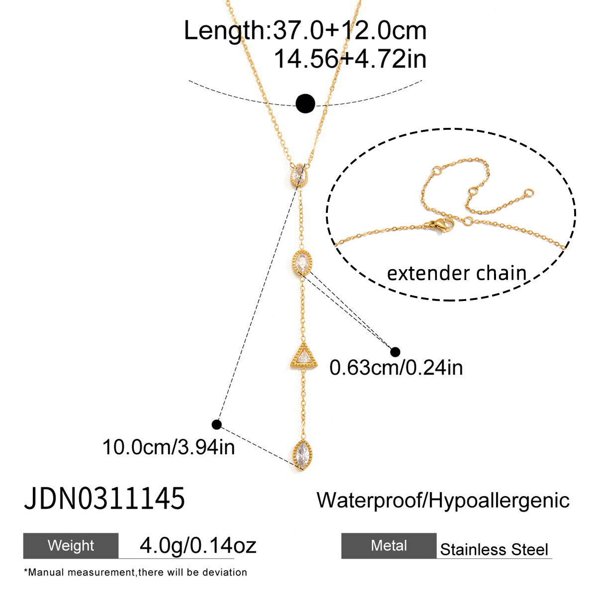 Collana da donna a catena con ciondolo in acciaio inossidabile geometrico minimalista placcato oro 18 carati PVD