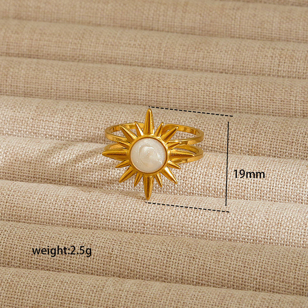 Anillo abierto irregular de acero inoxidable para mujer con baño de oro de 18K, diseños geométricos de corazón, estrella, letras y constelaciones