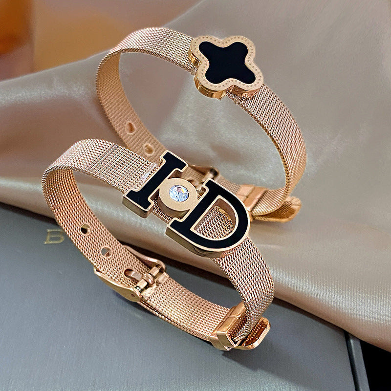 Geometric Star Titanium Steel Plated Cable Chain Bracelet