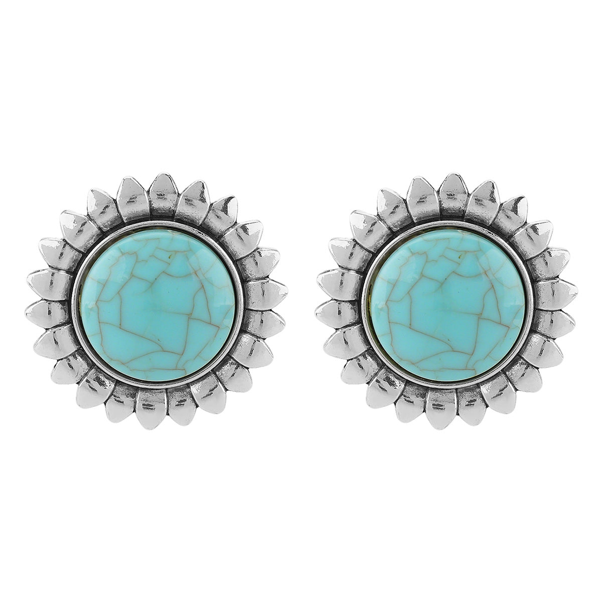 Collana vintage da donna in lega con intarsi turchesi a motivi floreali geometrici e finitura placcata oro