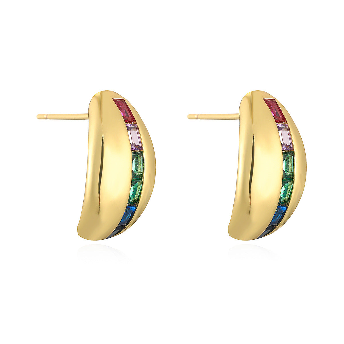 Orecchini da donna minimalisti vintage in rame a forma di stella con placcatura in oro 18 carati e intarsio in zirconi