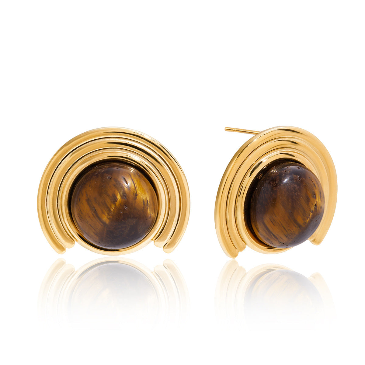 Set di orecchini e anello minimalista con stella geometrica, luna, nuvola e universo in acciaio al titanio galvanizzato da donna