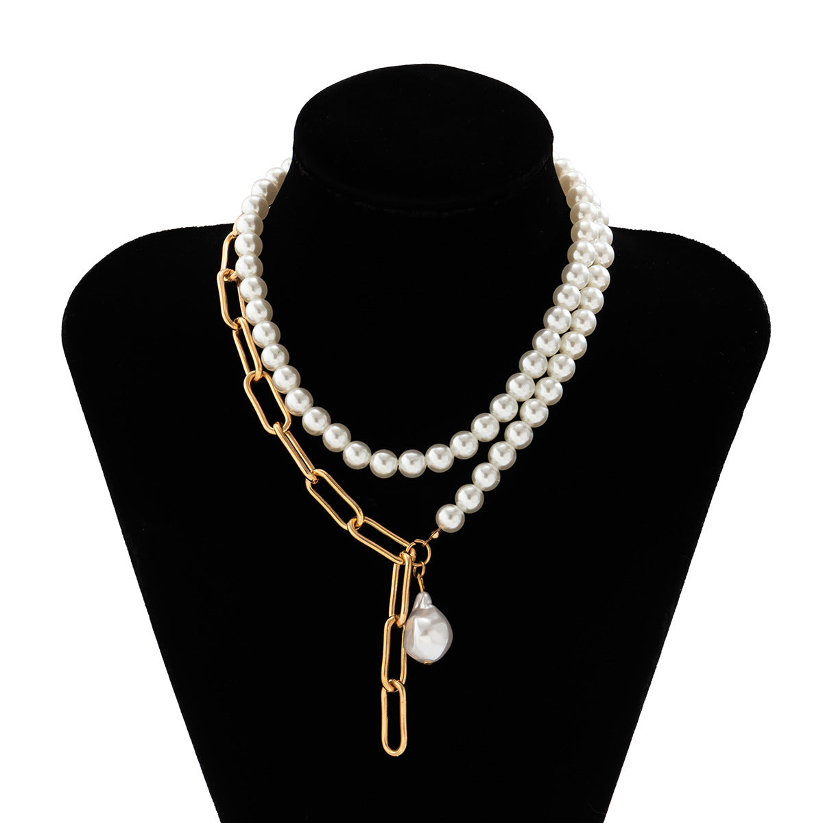 Collar de borlas asimétrico de dos niveles de inspiración barroca con colgante geométrico, hierro galvanizado, joyería de moda para mujer