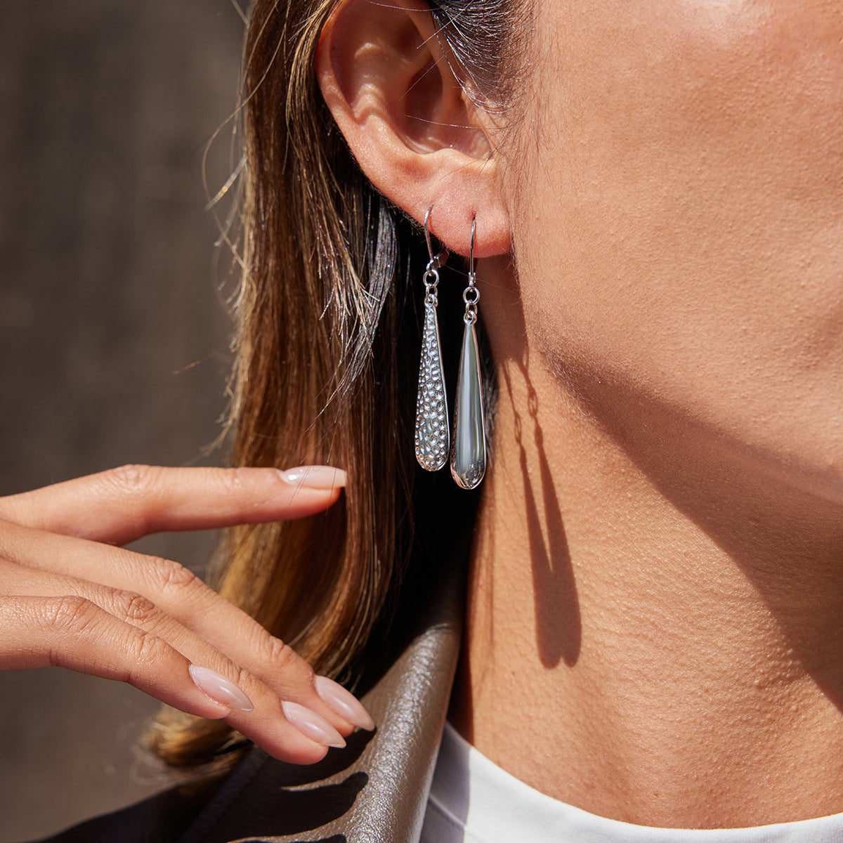 Elegantes Pendientes de Acero Inoxidable con Forma de Gota de Agua y Acabado Chapado para Mujer, Joyería Geométrica de Moda para el Día a Día