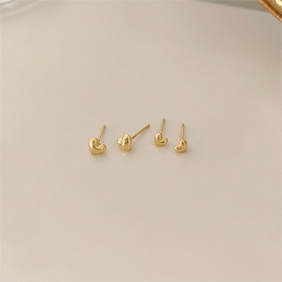 Orecchini a perno da donna a forma di cuore, minimalisti, in argento sterling 925 con opzione placcatura oro