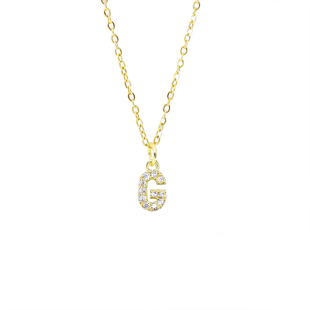 Collar con colgante de cadena de serpiente de oro chapado en acero titanio con forma de letra minimalista para mujer con incrustaciones de circonita cúbica