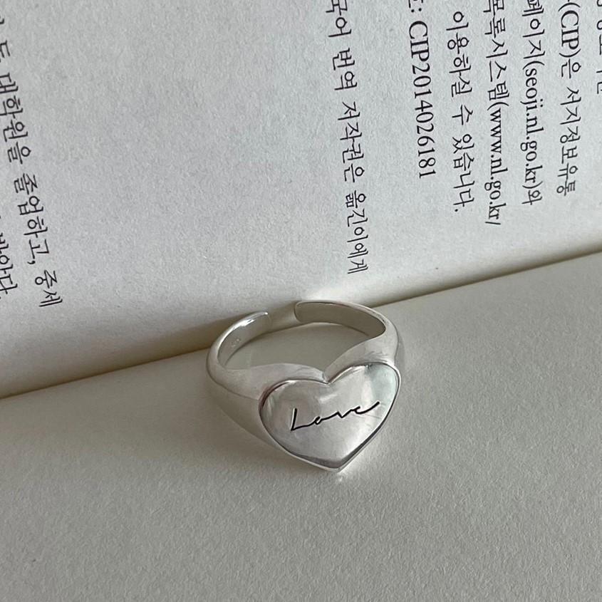Anillo de plata de ley 925 con forma de corazón, diseño minimalista, para mujer
