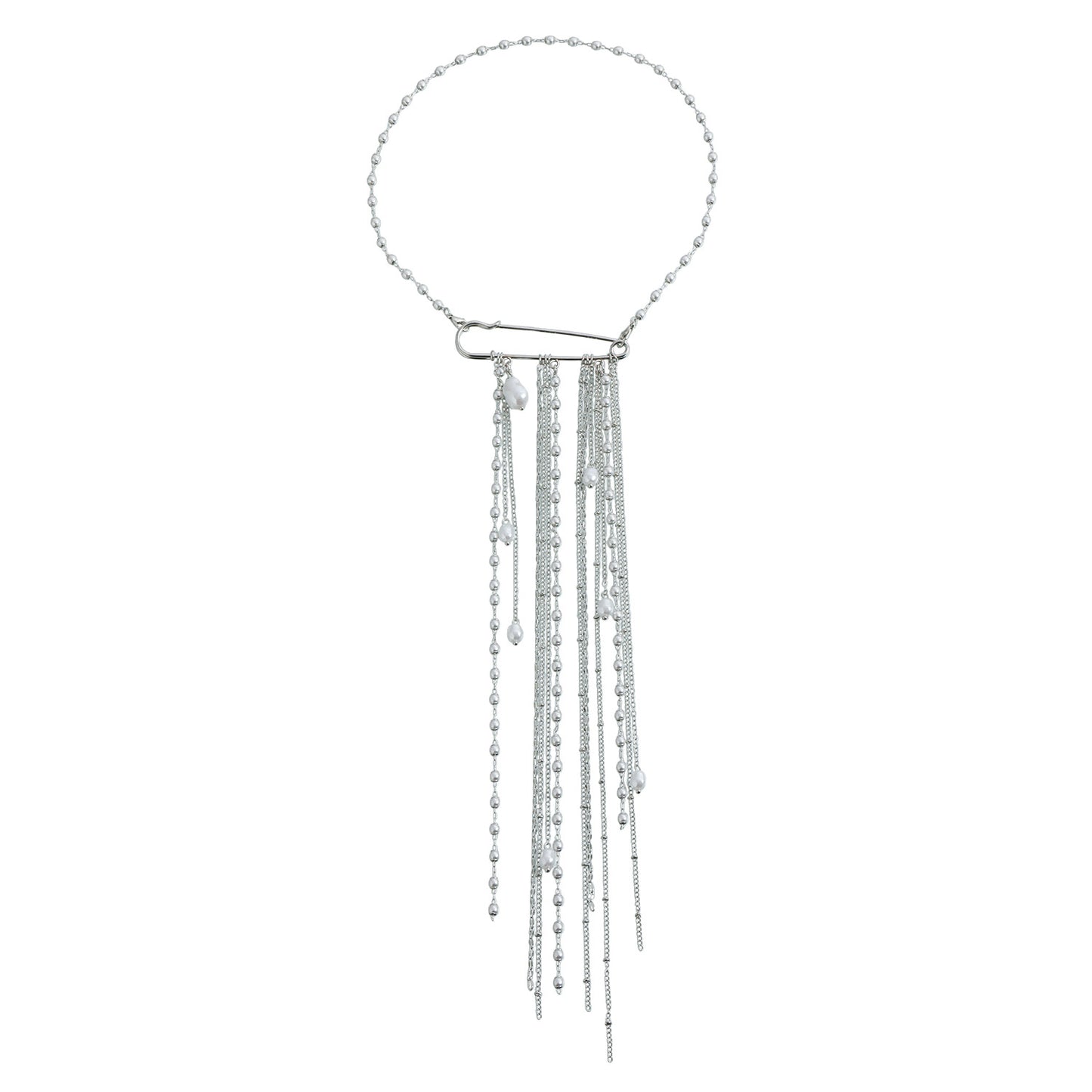 Casual Geometric Alloy Plated Necklace with Pearl Tassel for Women