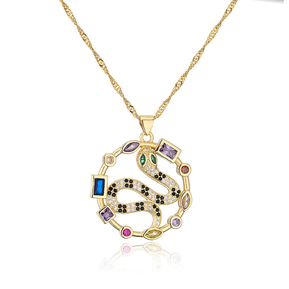 Cute INS-Style Animal Pendant Necklace for Women with Copper Base Plated in 18K Gold and Zircon Inlay