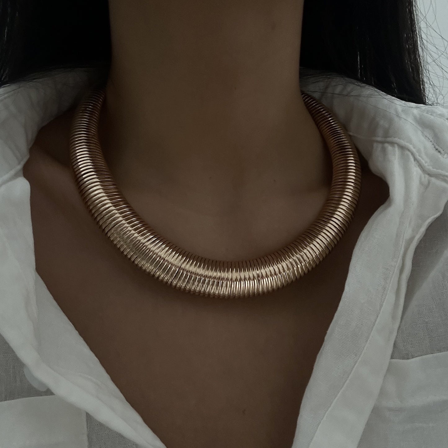 Minimalist Geometric Snake Chain Choker Necklace for Women