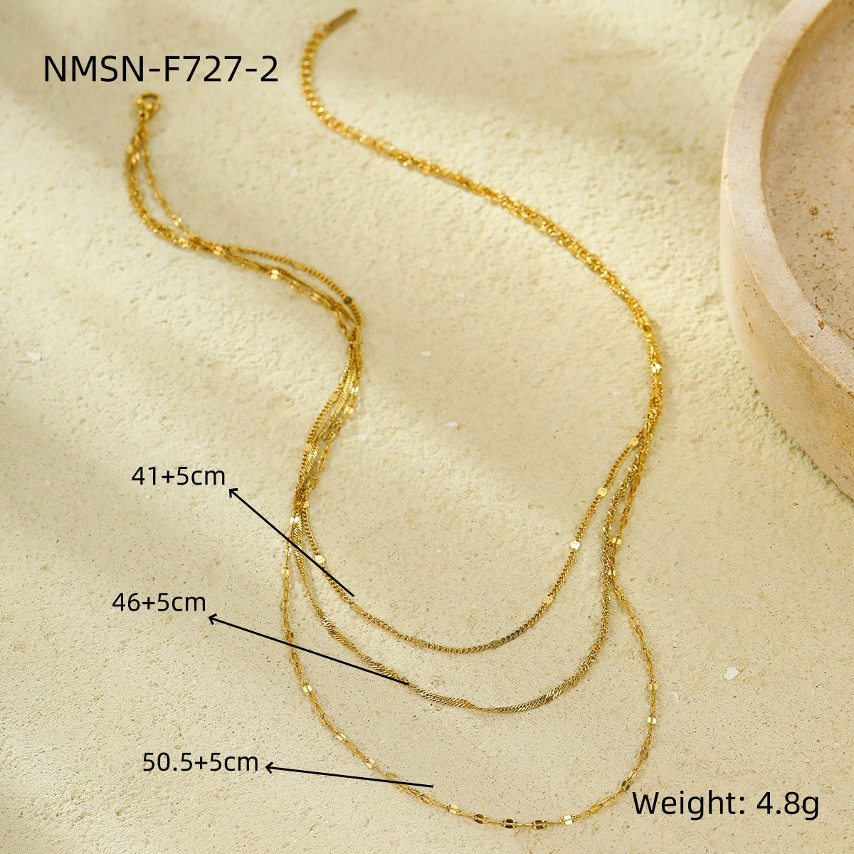 Collana da donna con ciondolo a catena placcato in acciaio inossidabile geometrico, stile OL alla moda, con tonalità oro 18K