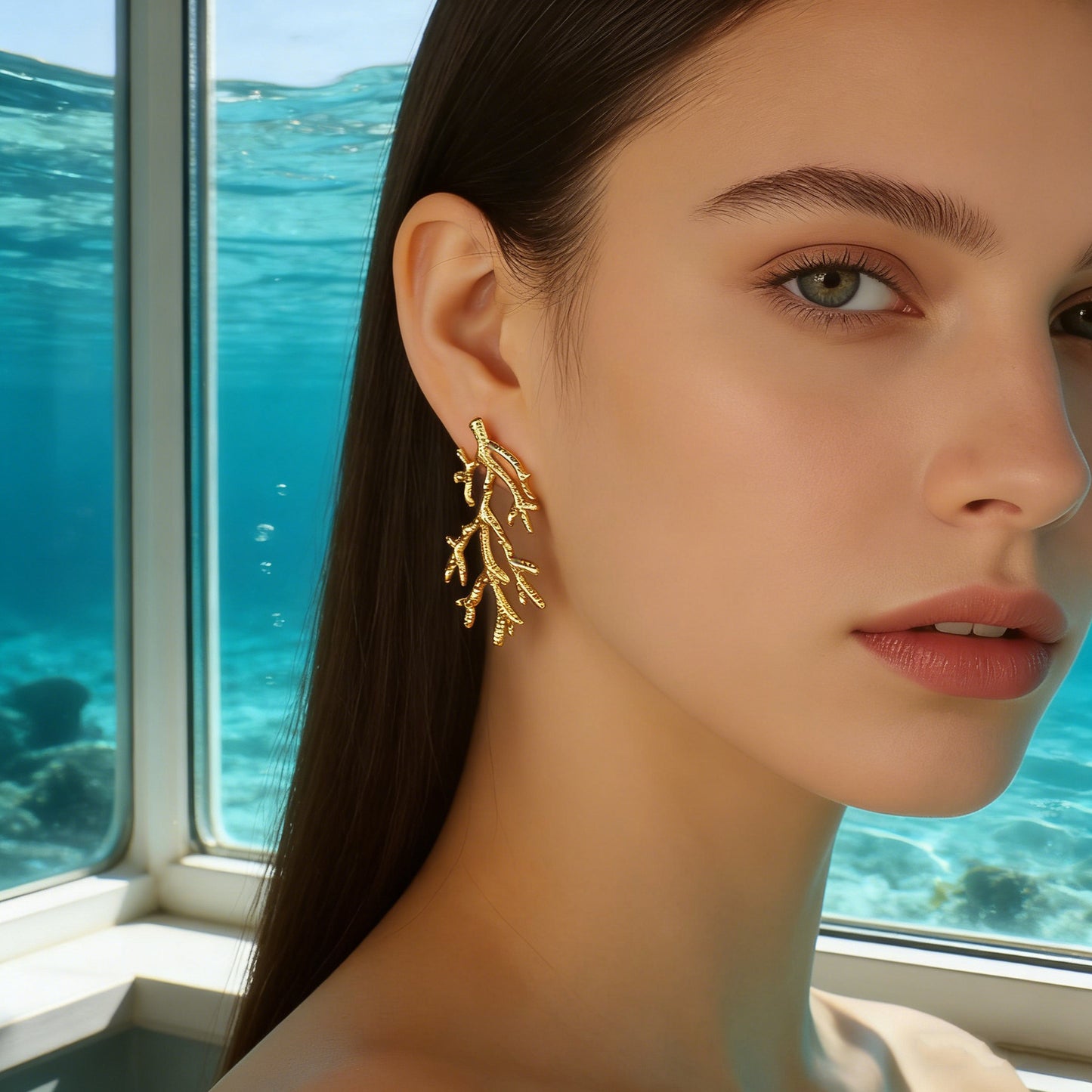 Ocean Style Stainless Steel Animal Shape Earrings with Jellyfish Fish Tail and Coral Designs for Women