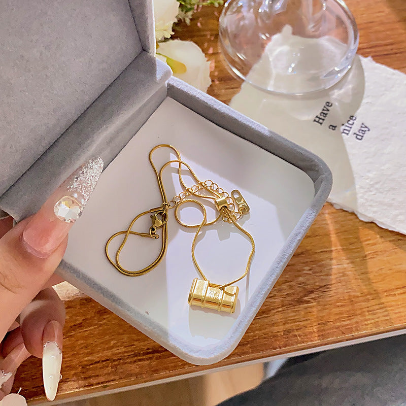 Vintage Sporty Geometric Titanium Steel Necklace with Stainless Steel Pendant for Women