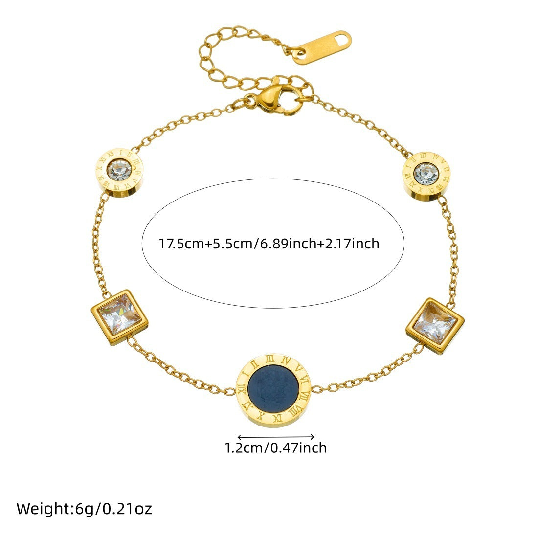 Geometric Round Square Rhinestone Inlay Gold Plated Stainless Steel Pendant for Women