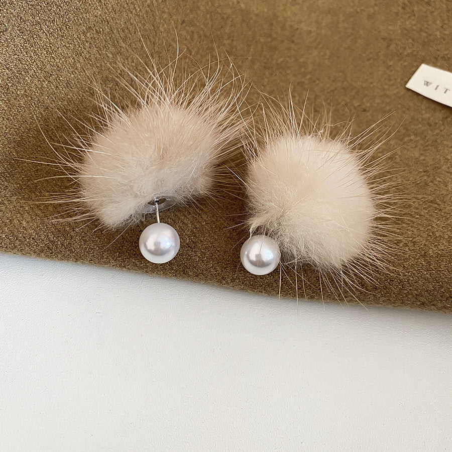 Orecchini a perno con perle a sfera in velluto retrò eleganti da donna con perni in argento sterling 925