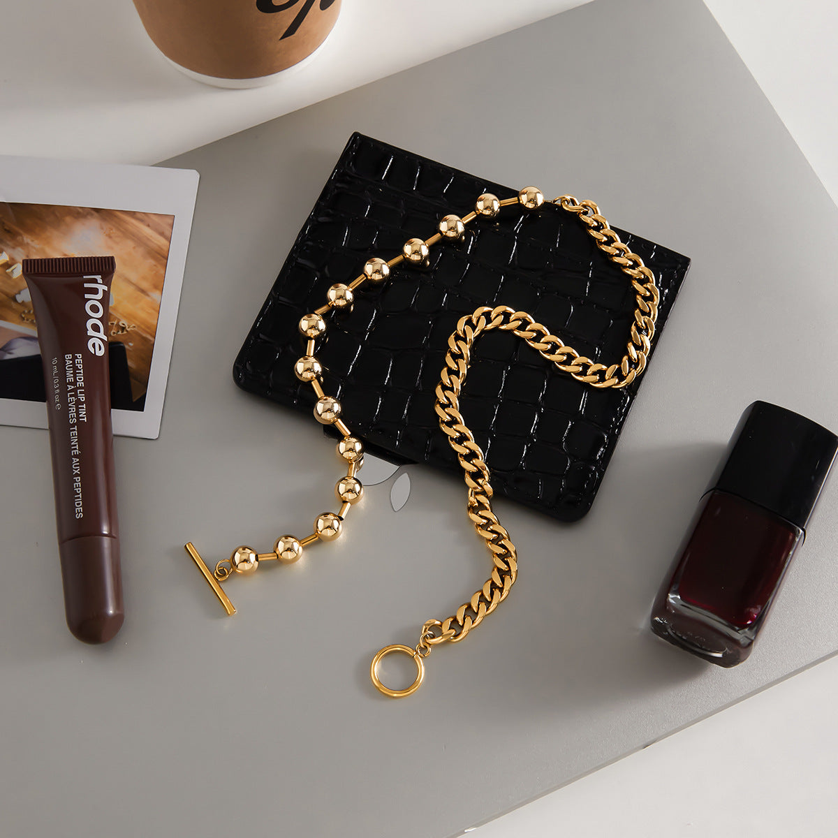 Luxury Gold Plated Geometric Stainless Steel Necklace for Women
