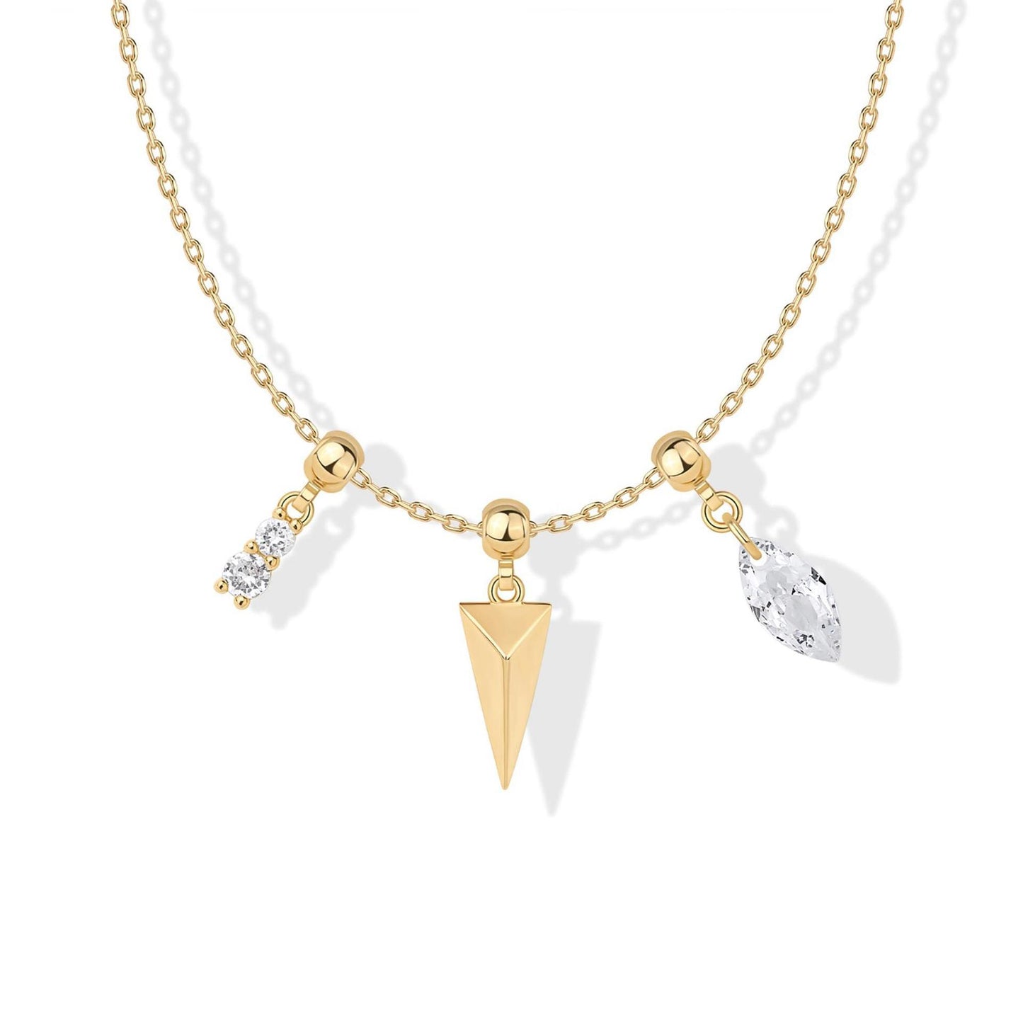 Minimalist Butterfly Heart Star Zircon Pendant Necklace for Women in Plated Copper with Mixed Gemstone Inlay
