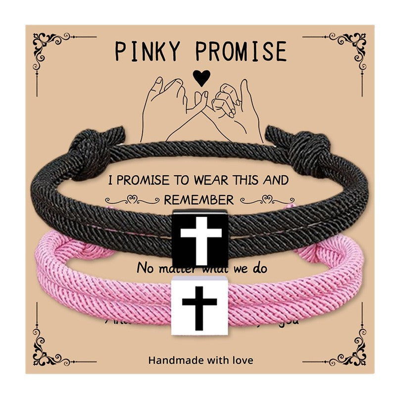 Casual Unisex Alloy Cross Bracelet Set Handmade Adjustable Cord