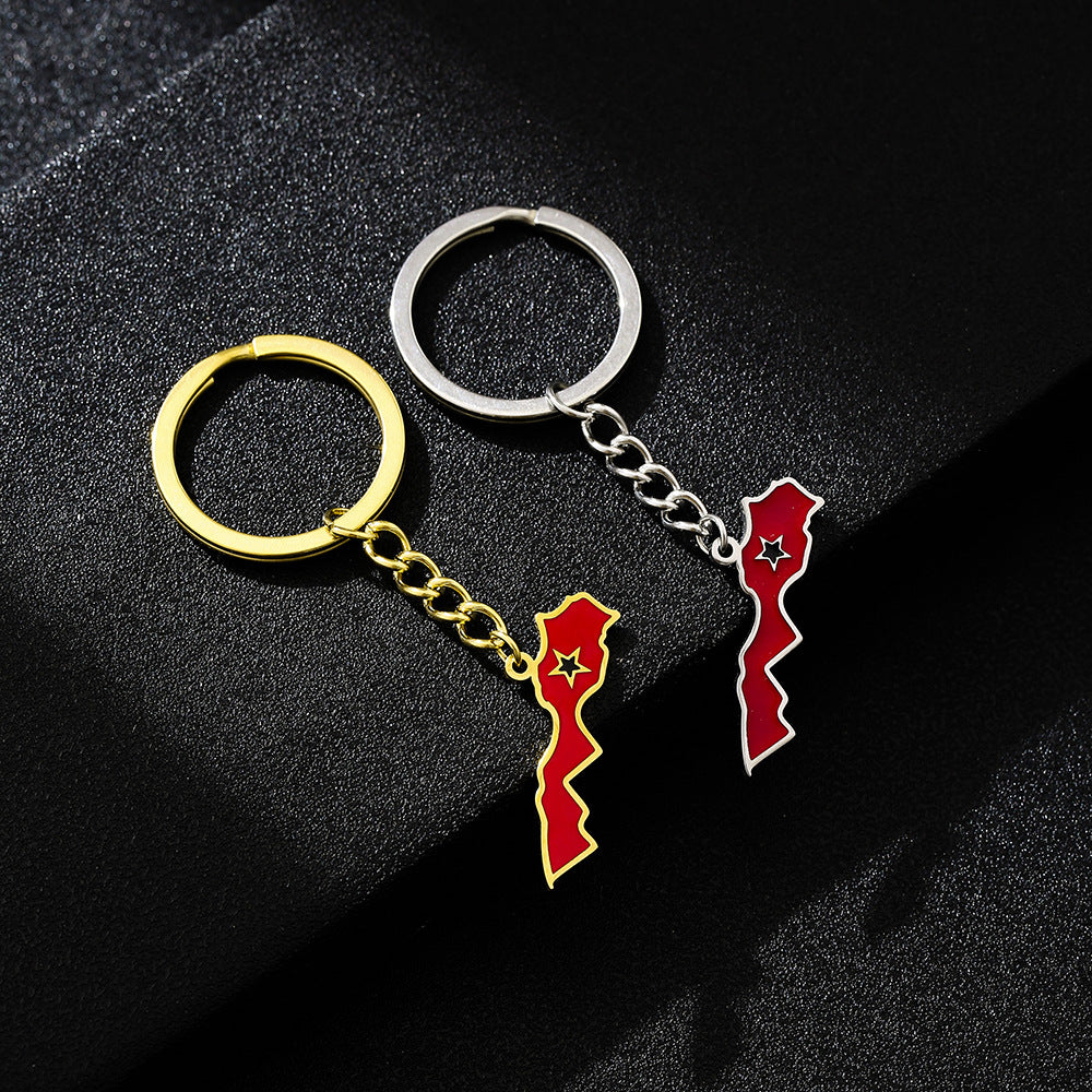 Colgante Vintage Llave Marroquí de Acero Titanio con Acabado Esmaltado Accesorio de Moda Unisex