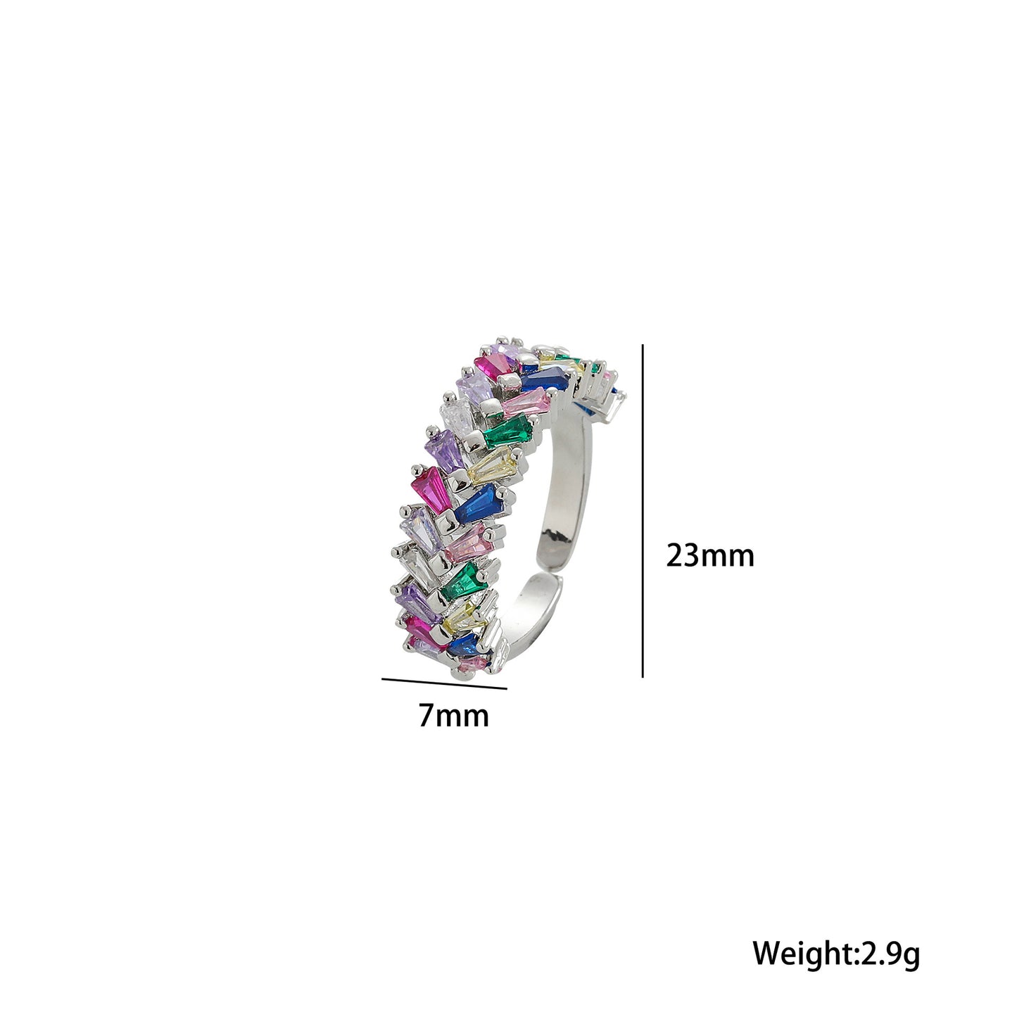 Luxury Minimalist Adjustable Open Ring for Women with Gold-Plated Copper Band and Zircon Stone Accent in Heart and Floral Shape