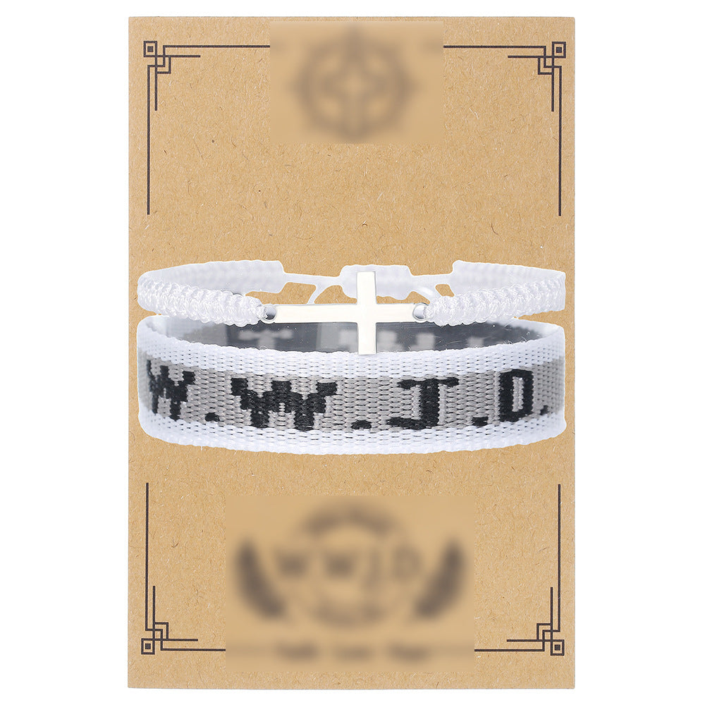 WWJD Letter Cross Turquoise Natural Stone Handmade Bracelet Unisex