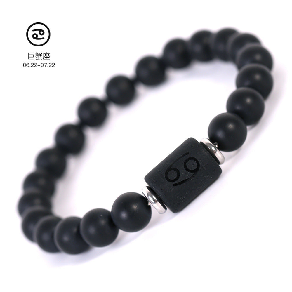 Elegant Business Matte Round Geometric Glass Zodiac Bracelet Unisex Gift