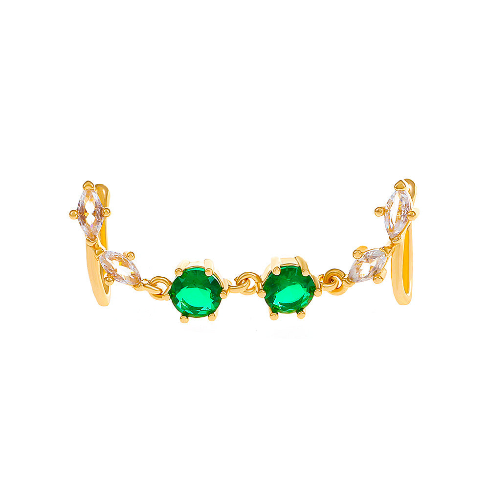 Clip per il naso a forma di U con stella e cuore placcata in rame vintage con zirconia cubica