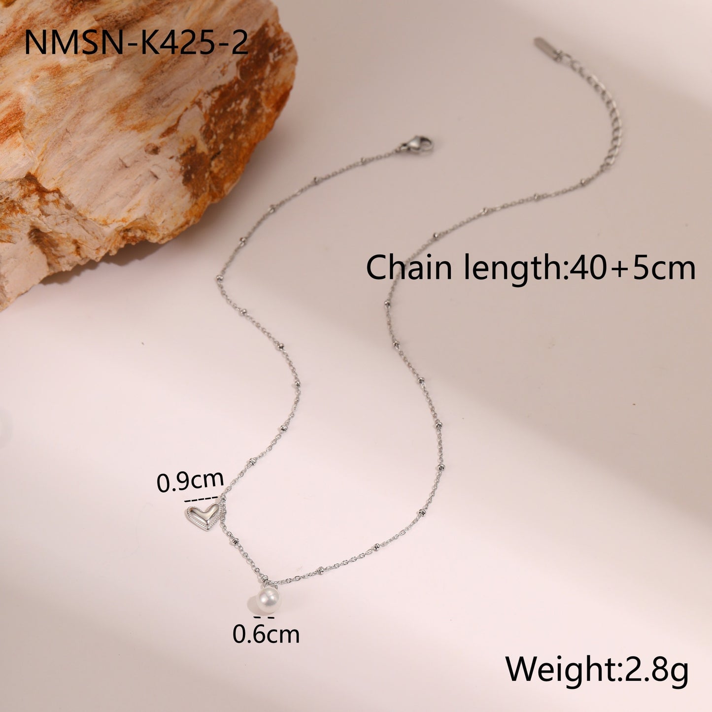 Fashion OL Heart-Shaped Stainless Steel Necklace with Gold Plating for Women, Clavicle Chain with Geometric Pendant