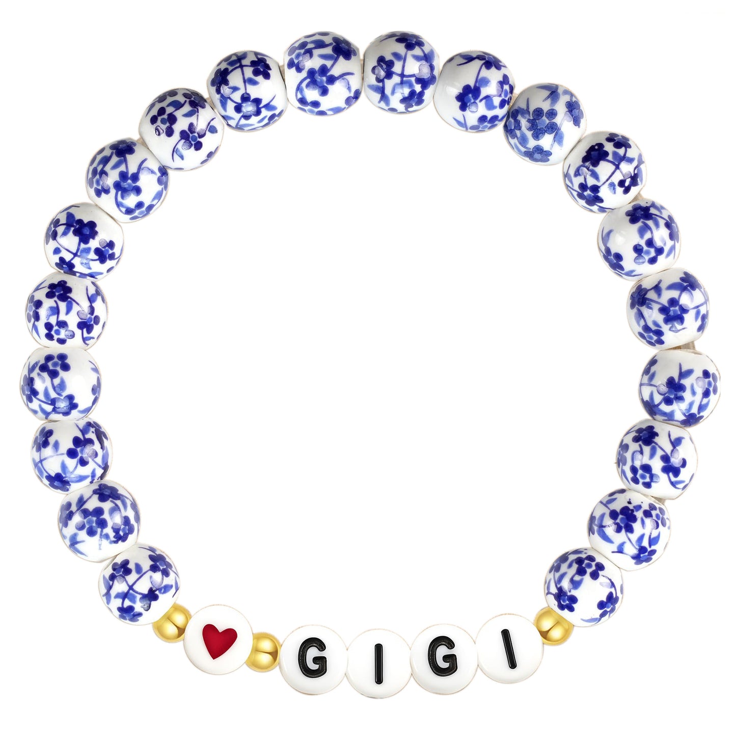 Vintage Elegant Heart Letter Ceramic Elastic Bracelet Unisex Gift