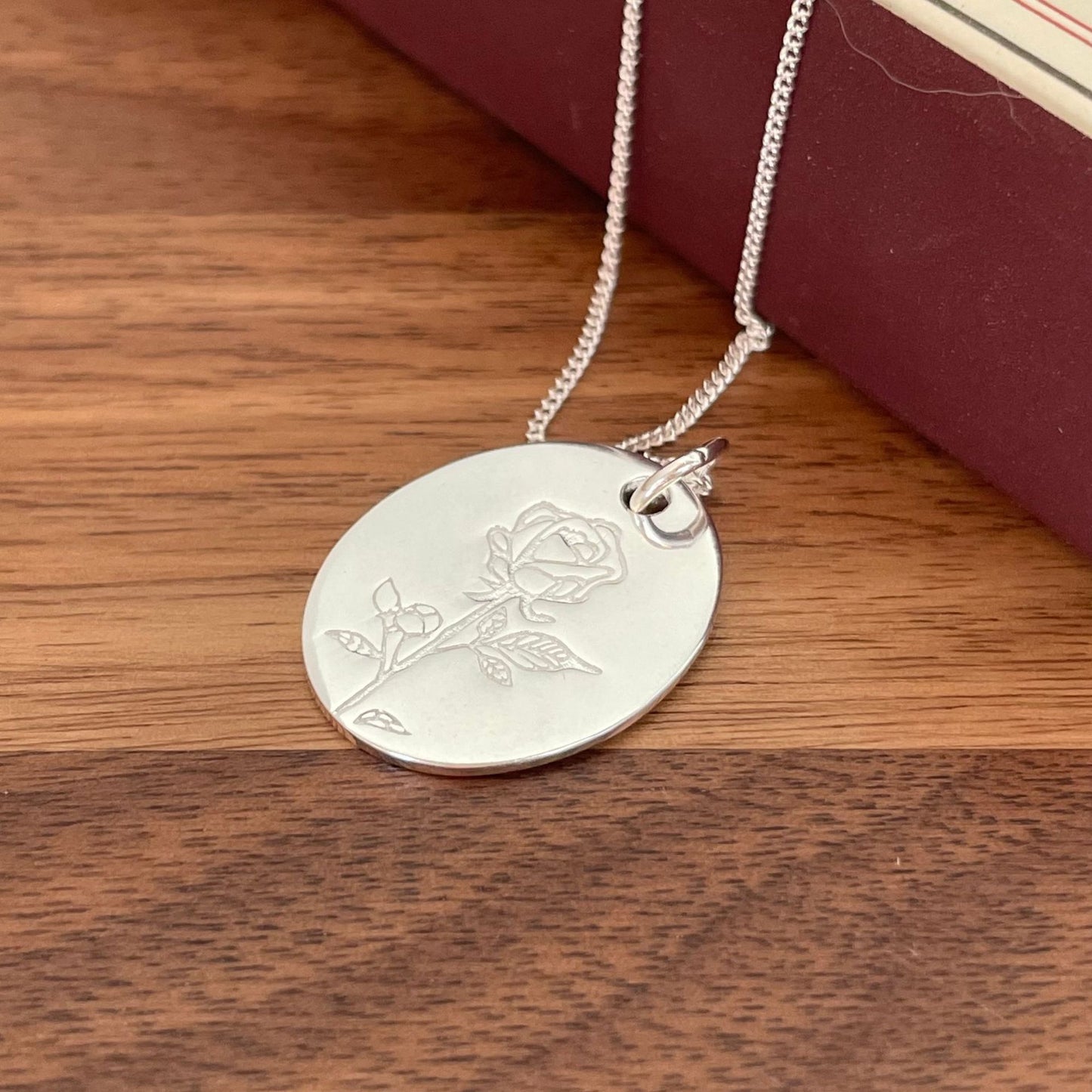 Minimalist Rose Flower Pendant Necklace in 925 Sterling Silver with Geometric Outline and Gold Plated Finish