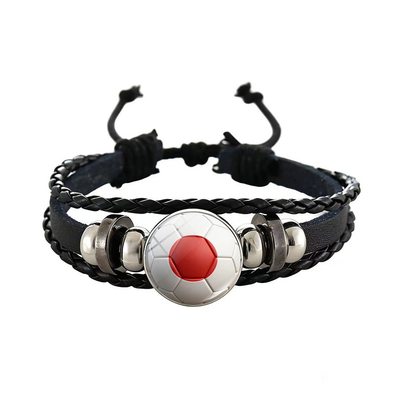 Unisex Geometric Round Braided Leather Bracelet Adjustable Handmade Wristband