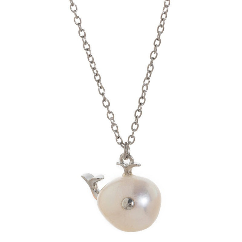 Vintage Animal-Shaped Clownfish Pendant Necklace in Titanium Steel with Plated Finish for Women