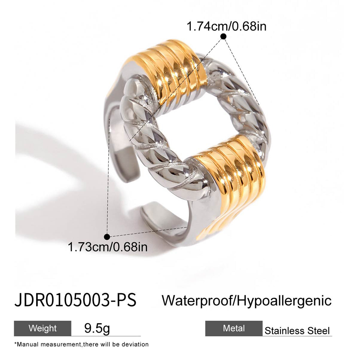 Anello geometrico in acciaio inossidabile da donna con finitura placcata, gioielli minimalisti alla moda ed eleganti