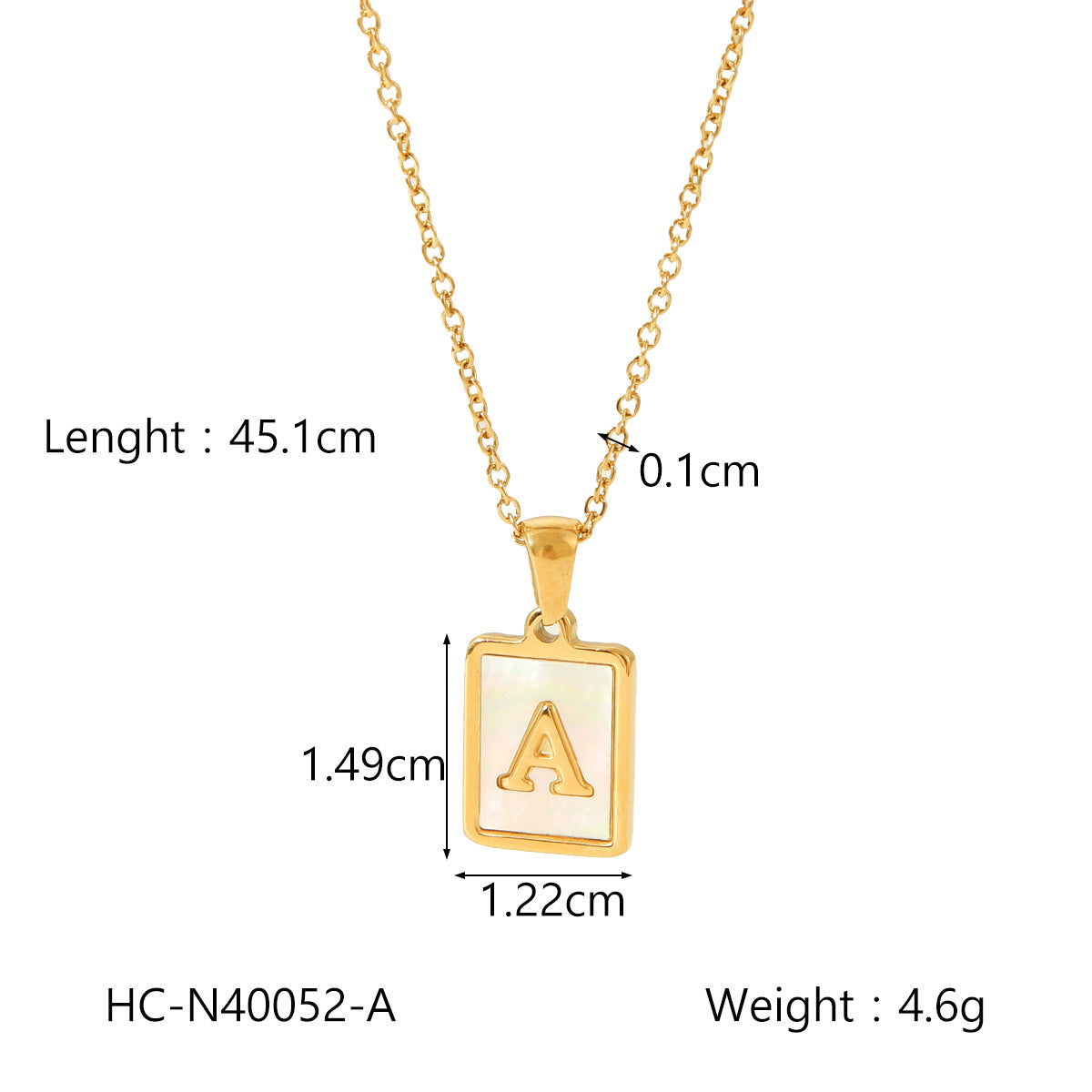 Minimalist Letter Pendant Necklace in Titanium Steel with 18K Gold Plating on Stainless Steel Chain for Women