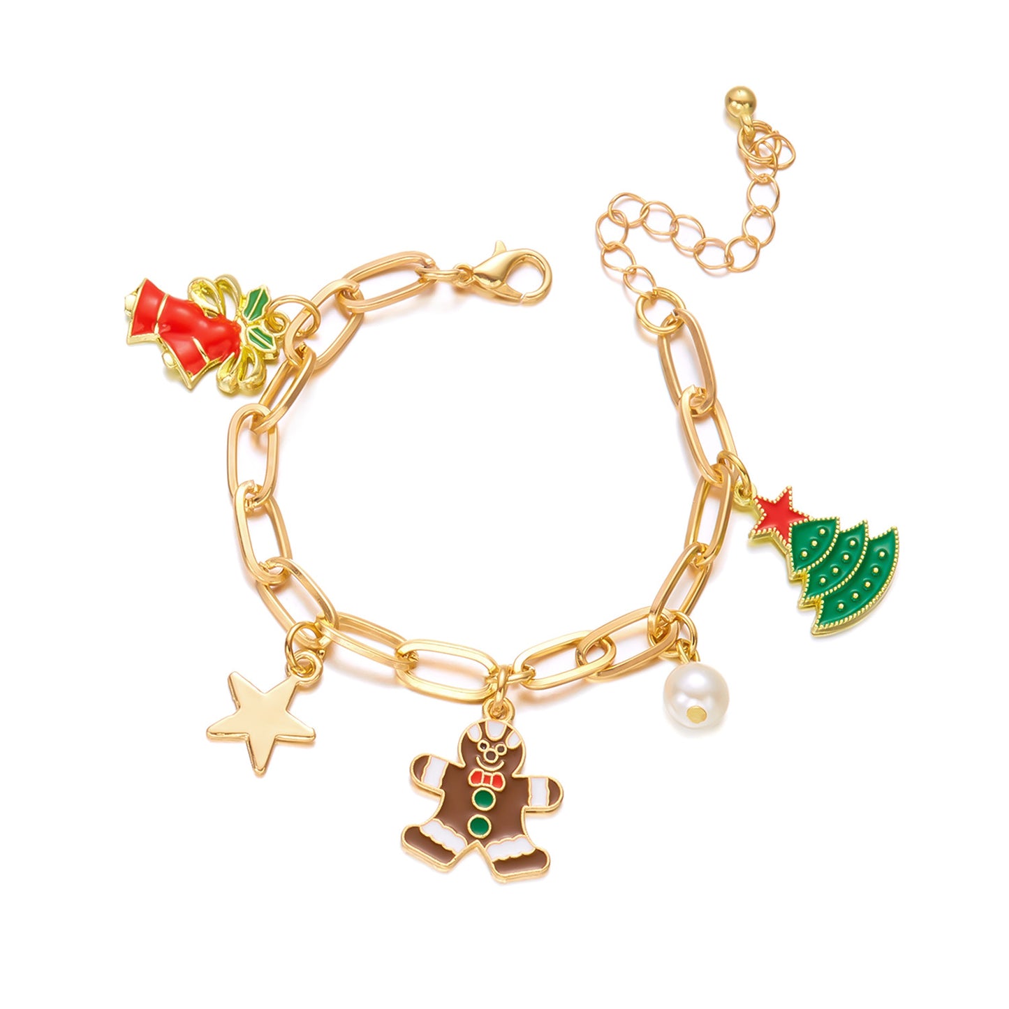 Set collana e orecchini a pendente con albero di Natale vintage a forma di fiocco di neve e Babbo Natale in lega di zinco con finitura placcata per donna